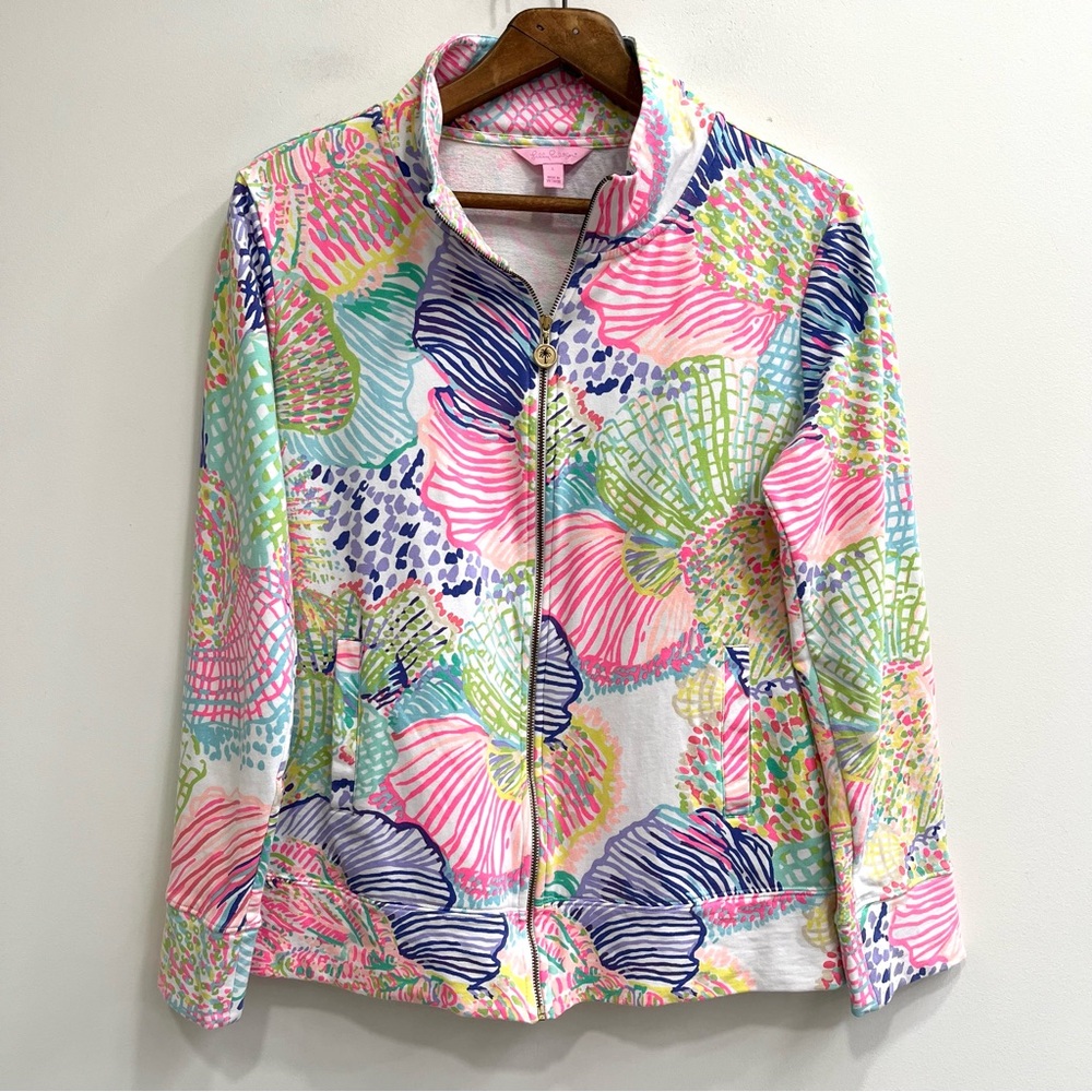 Lilly Pulitzer Multicolor Zip-Front Floral Jacket - Pink, Blue, Green, Yellow